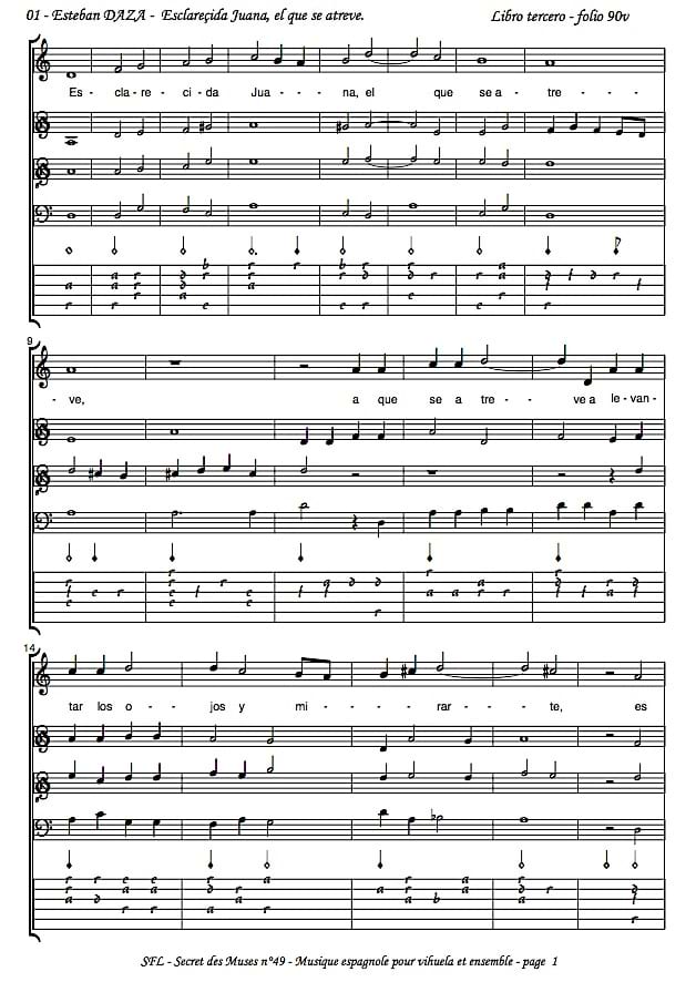 Musique espagnole du XVIe siècle - Partition