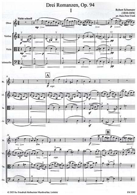 3 Romances, op. 94 - Robert Schumann - Partition - Quatuors