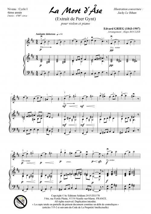 La Mort D'Ase - GRIEG - Partition