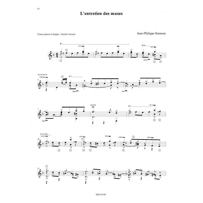 Trois pièces pour Guitare - RAMEAU - Partition