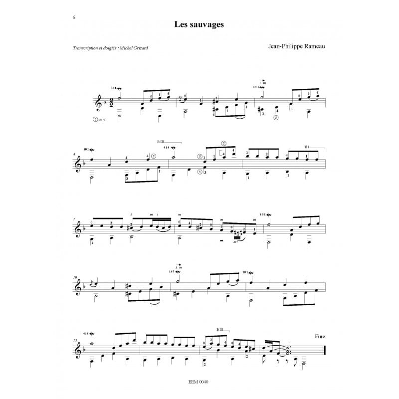 Trois pièces pour Guitare - RAMEAU - Partition