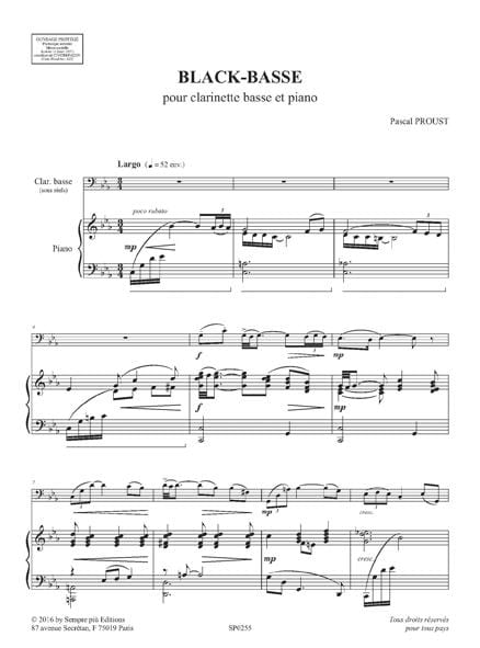 Black-basse - Pascal Proust - Partition - Clarinette
