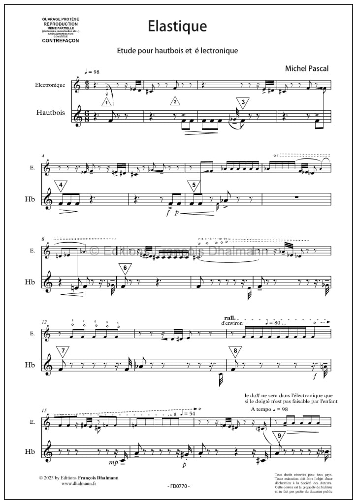 Elastique - Michel Pascal - Partition