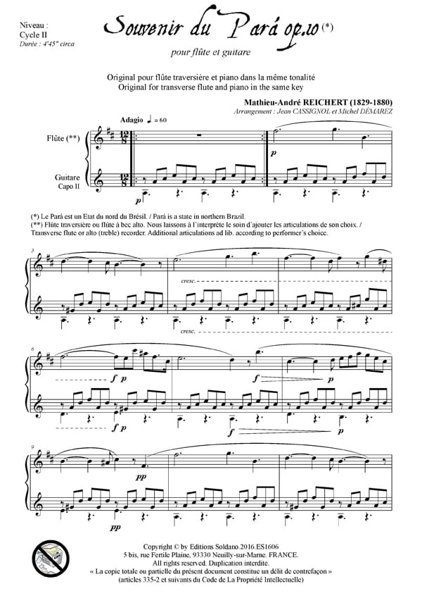 Souvenir de Para op.10 - Mathieu André Reichert - Partition - Duos
