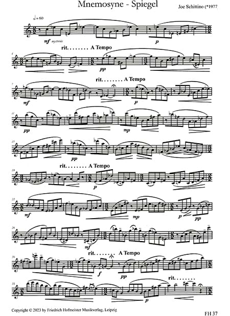 Mnemosyne-Spiegel - Joe Schittino - Partition - Flûte traversière