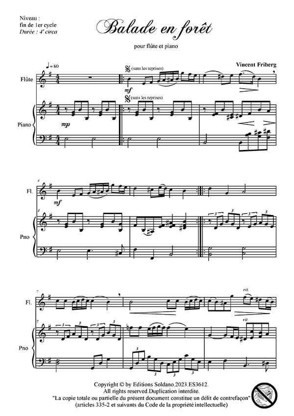 Balade en forêt - Vincent Friberg - Partition - Flûte traversière