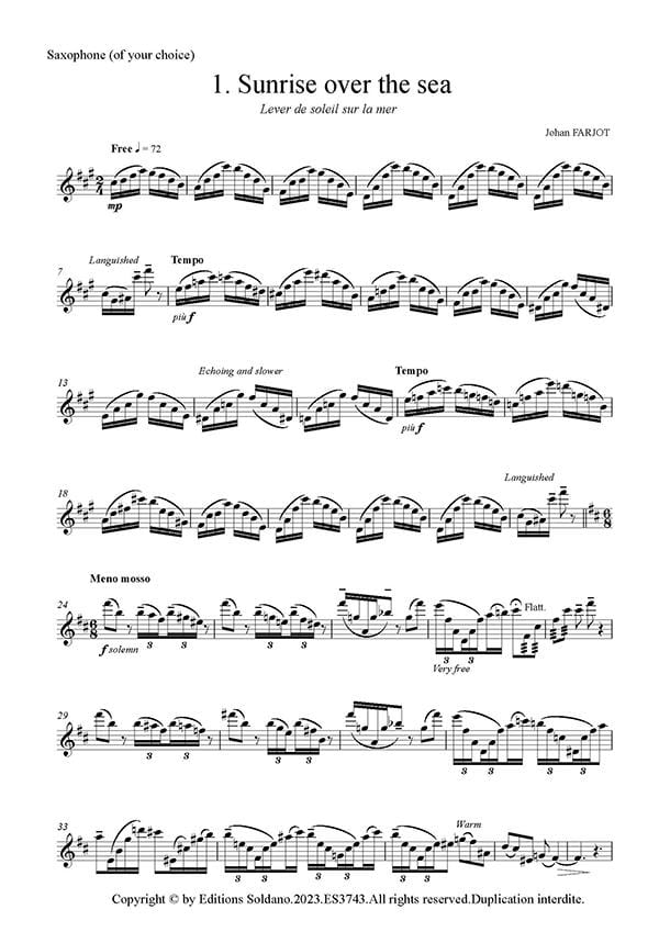 Odyssey - Johan Farjot - Partition - Saxophone