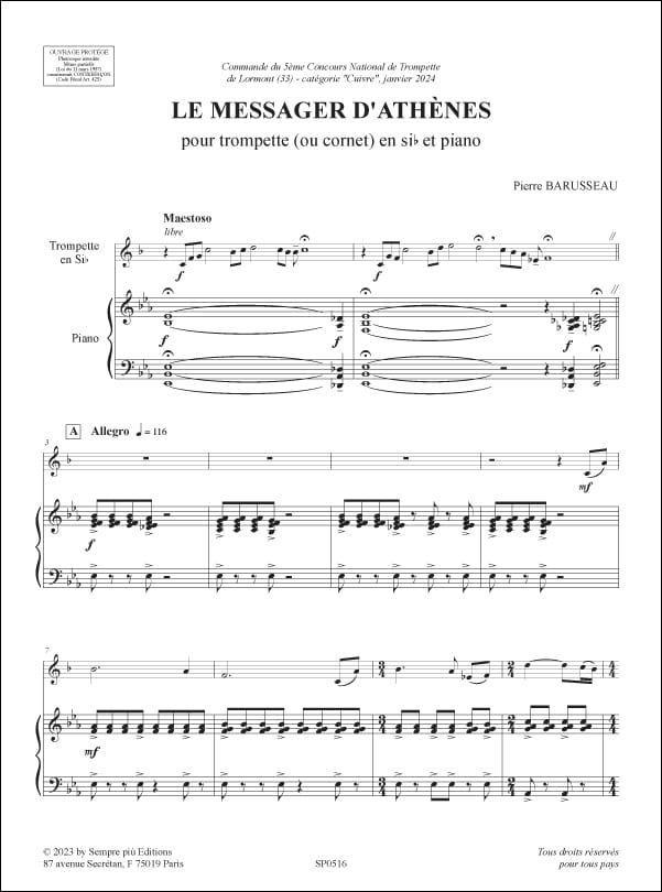 Le Messager d'Athènes - Trompette - Pierre Barusseau - Partition