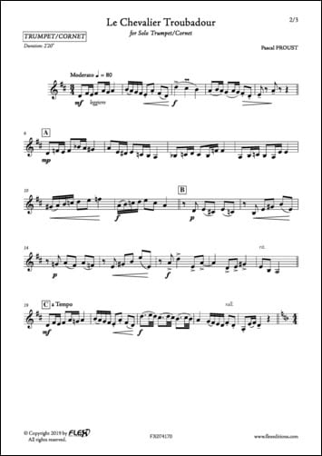 Le chevalier troubadour - Pascal Proust - Partition