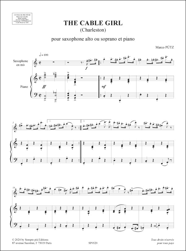 The Cable Girl - Saxophone - Marco Pütz - Partition - Saxophone
