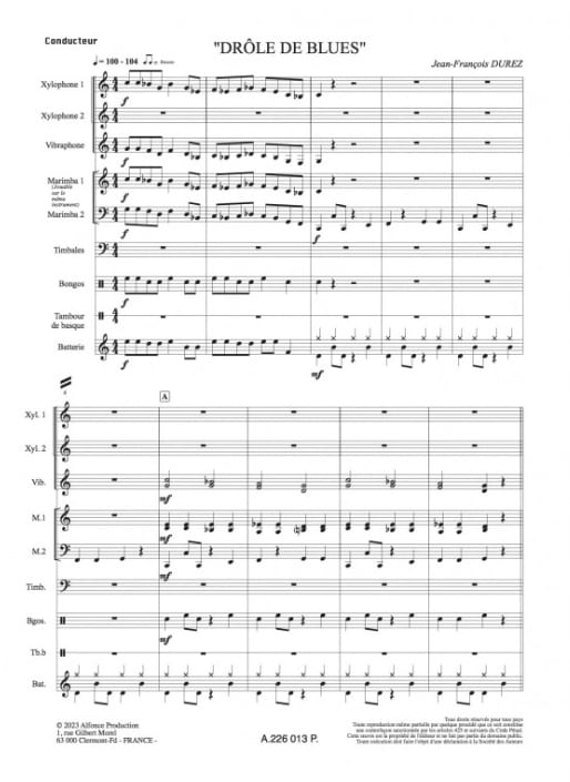 Drôle de blues - Jean-François Durez - Partition