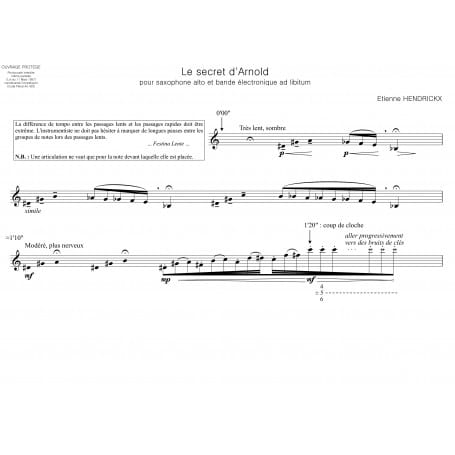 Le secret d'Arnold - Etienne Hendrickx - Partition