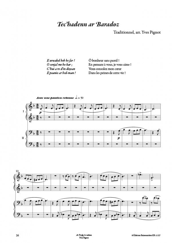 Ar Profig - Le cadeau - Yves Pignot - Partition