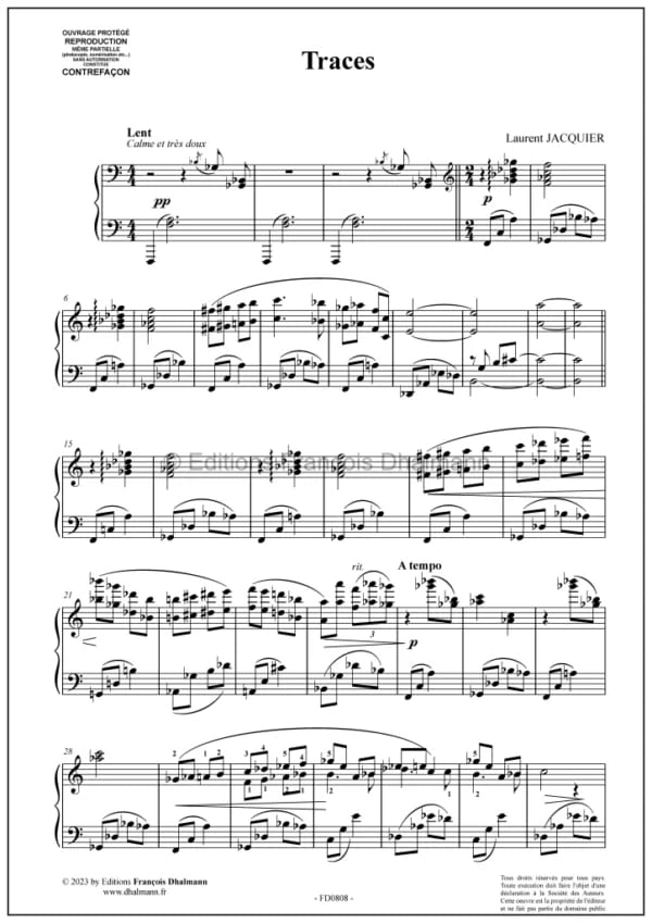 Trois pièces pour piano - Laurent Jacquier - Partition - Piano