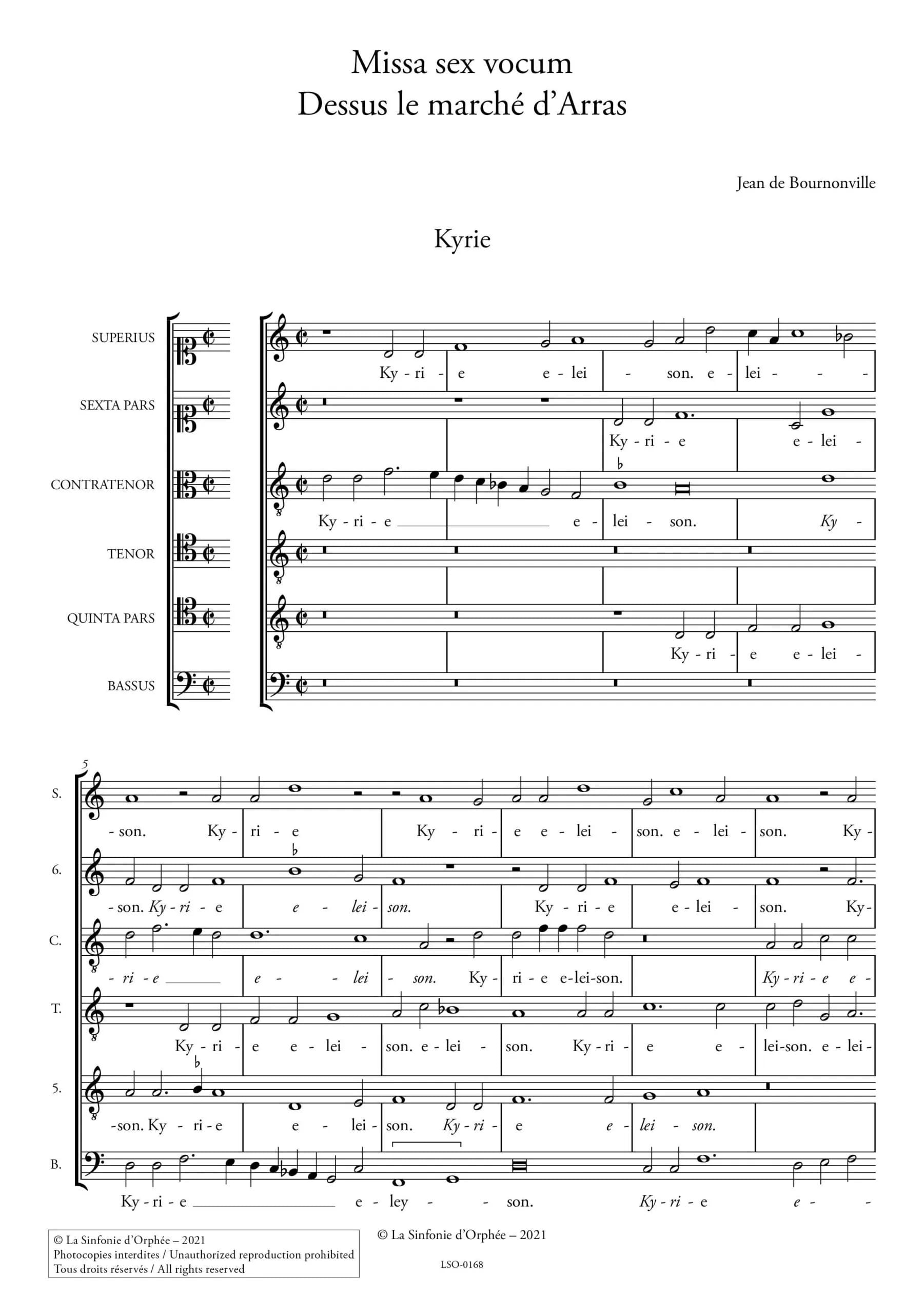 Missa Dessus le marché d’Arras - Jean de Bournonville - Partition