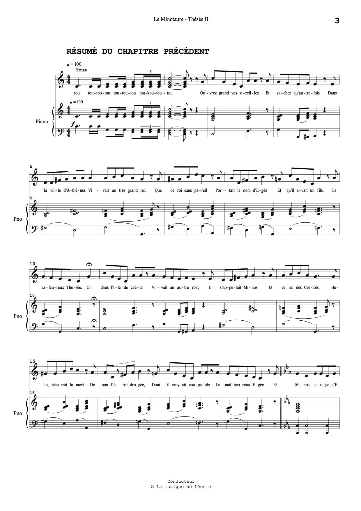 Le Minotaure - Thésée II - Julien Joubert - Partition