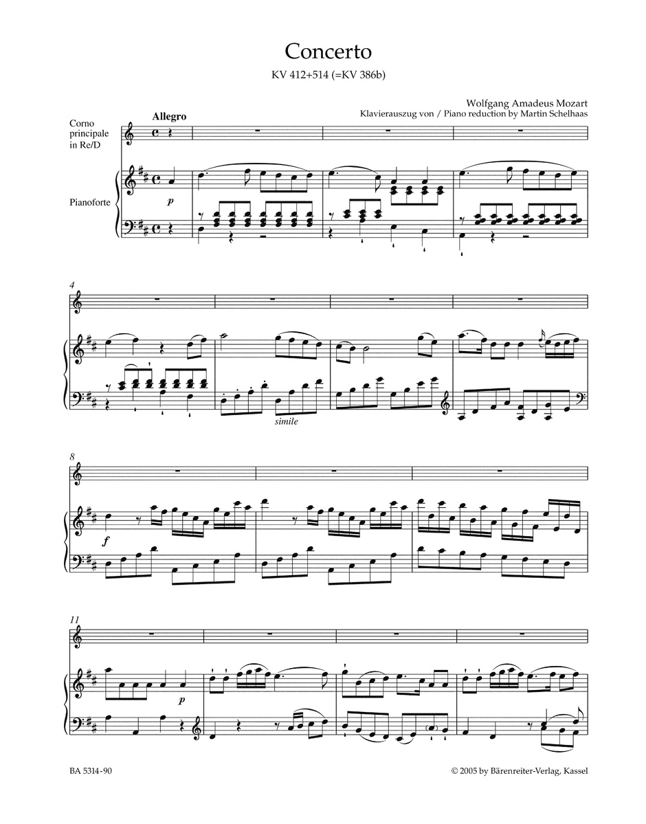 Concerto N° 1 en Ré Majeur - Cor - MOZART - Partition - Cor