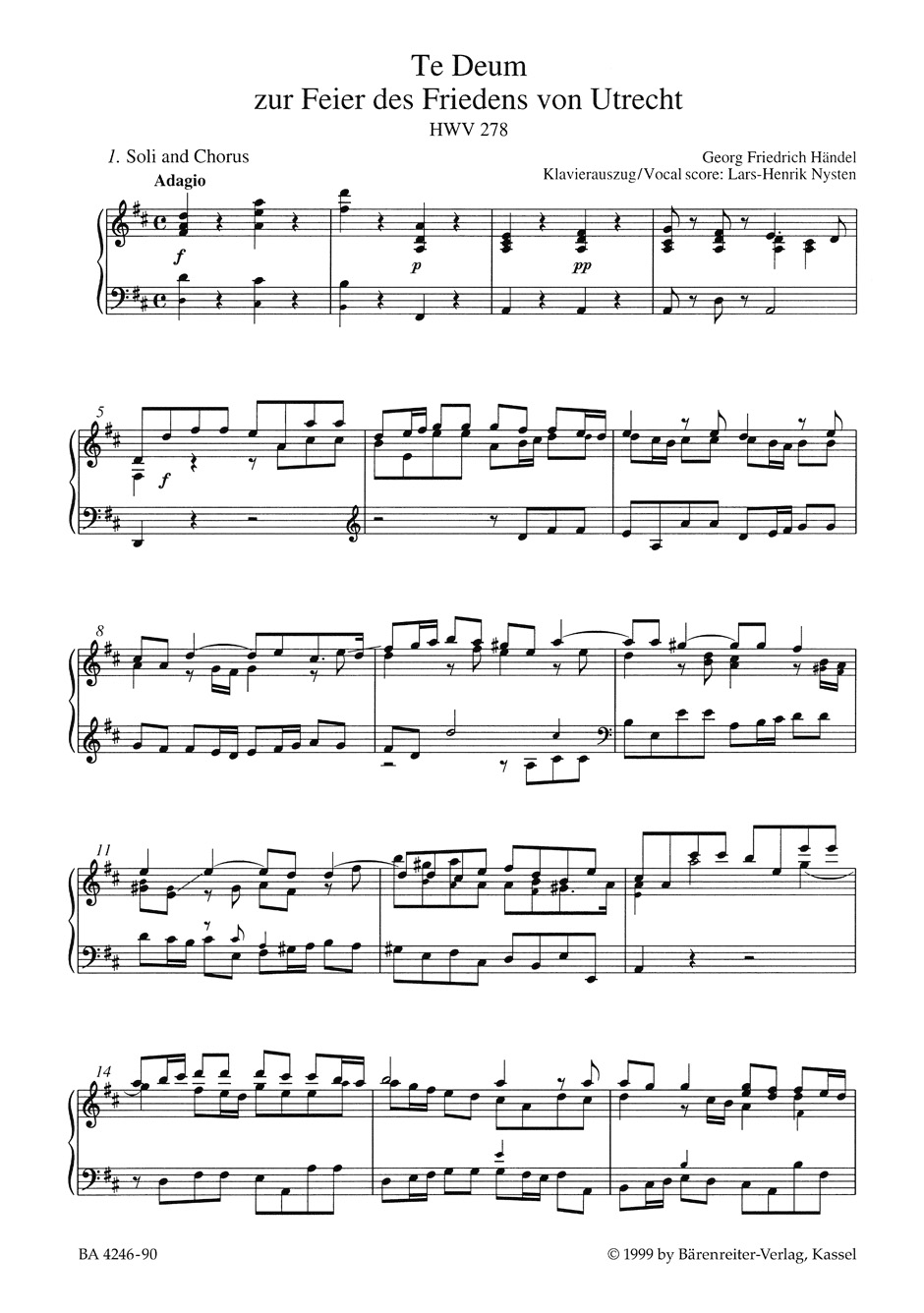 Utrecht Te Deum HWV 278 - HAENDEL - Partition - Chœur
