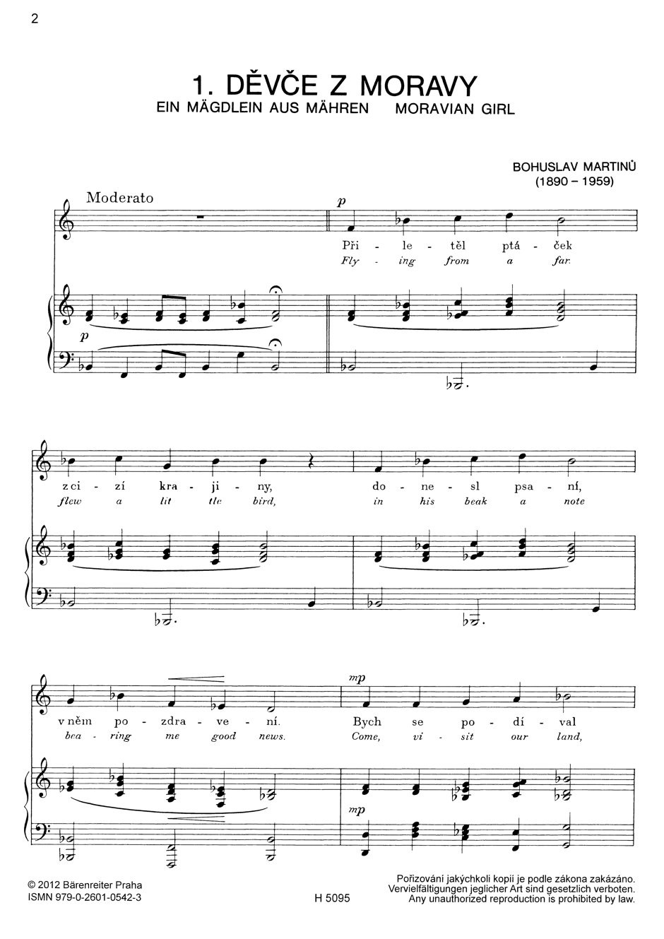 Mélodies En 2 Pages - MARTINU - Partition - Mélodies