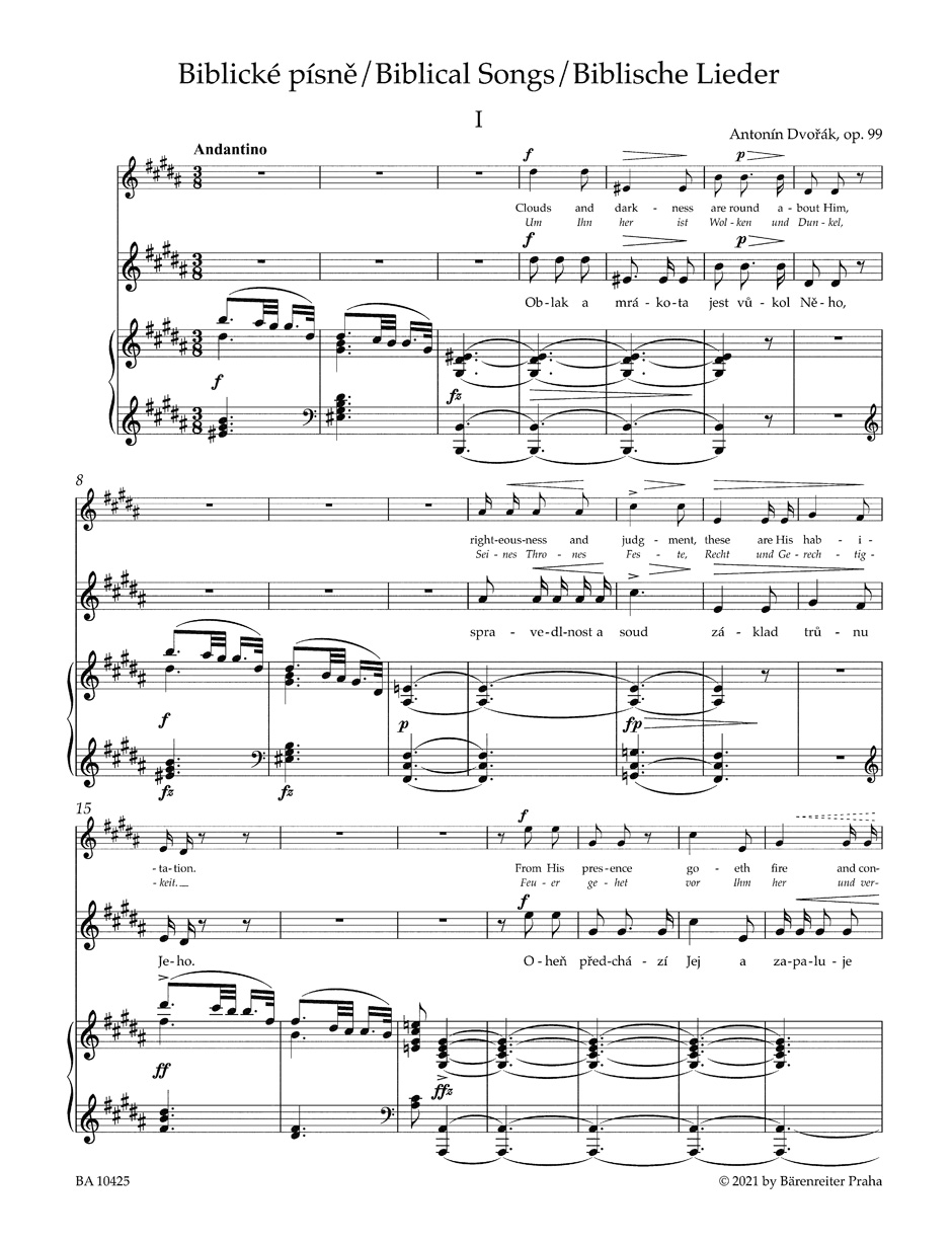 Biblische Lieder Opus 99. Voix Haute - DVORAK - Partition - Mélodies