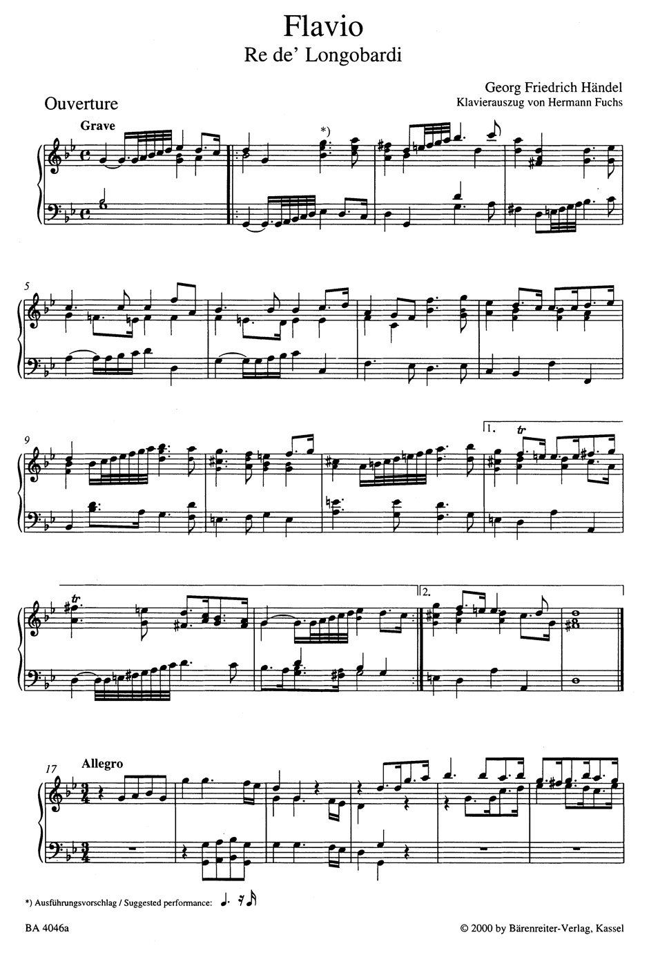 Flavio - HAENDEL - Partition - Opéras