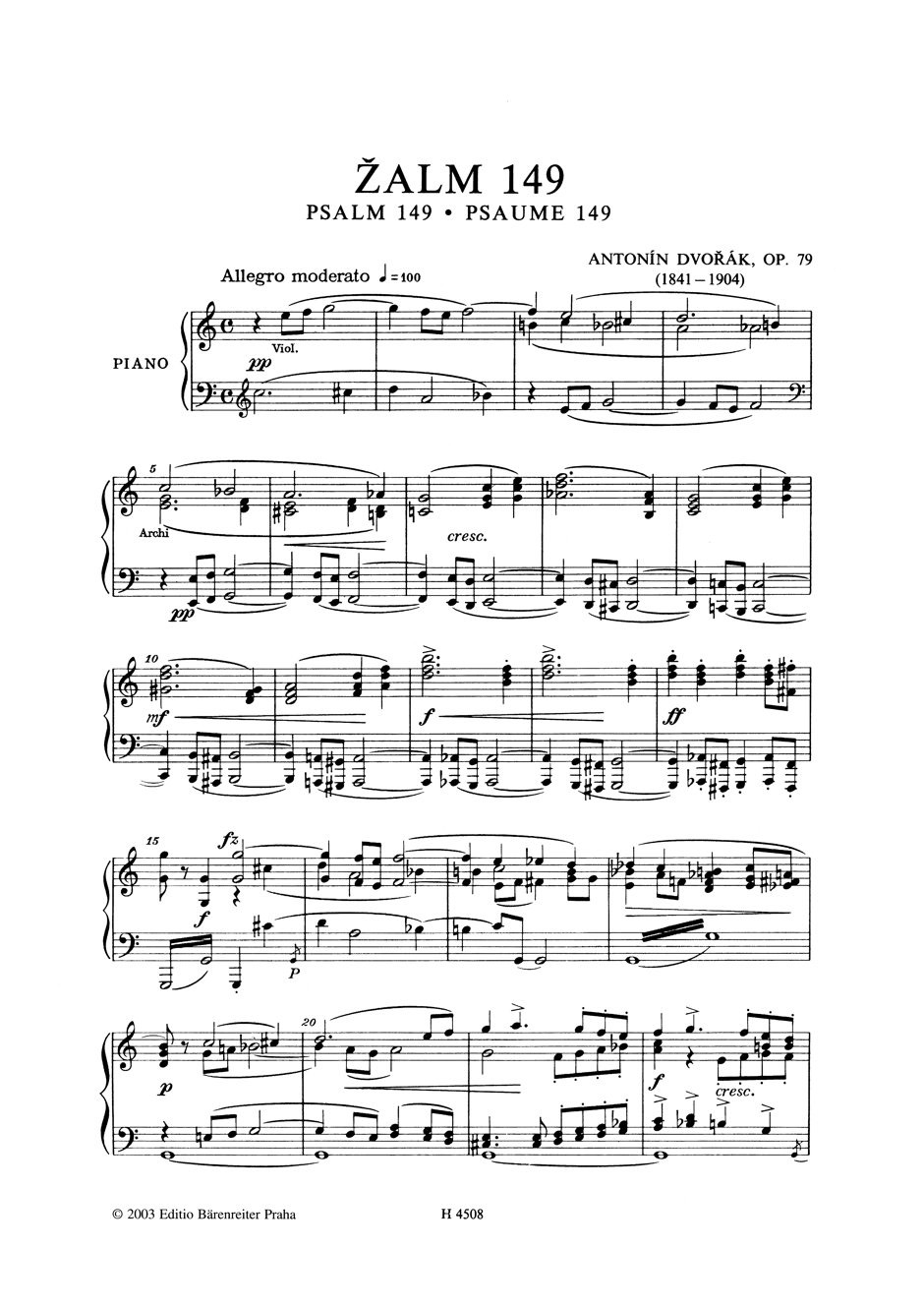 Psaume 149 Op. 79 - DVORAK - Partition - Chœur