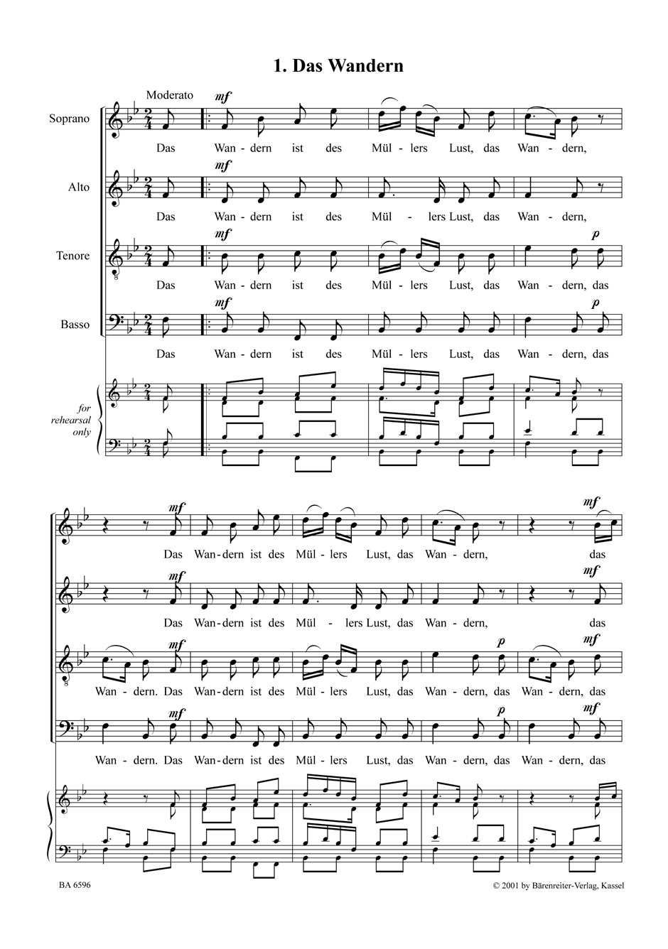 Die Schöne Müllerin. Choeur - SCHUBERT - Partition - Chœur