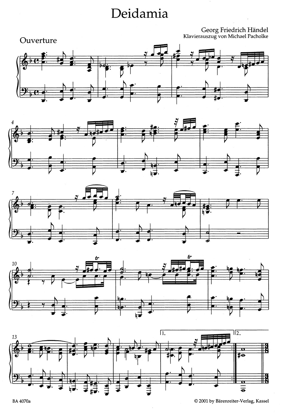 Deidamia. HWV 42 - HAENDEL - Partition - Opéras