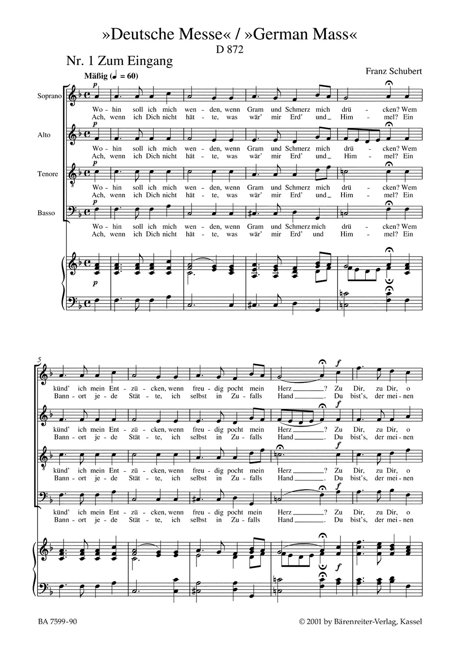 Deutsche Messe D 872 - SCHUBERT - Partition - Chœur