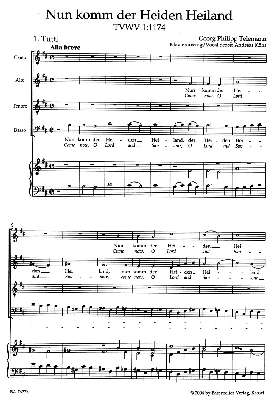 Nun Komm Der Heiden Heiland - TELEMANN - Partition - Chœur