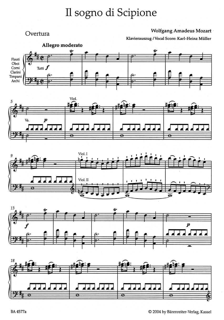 Il sogno di Scipione KV 126 - MOZART - Partition - Opéras