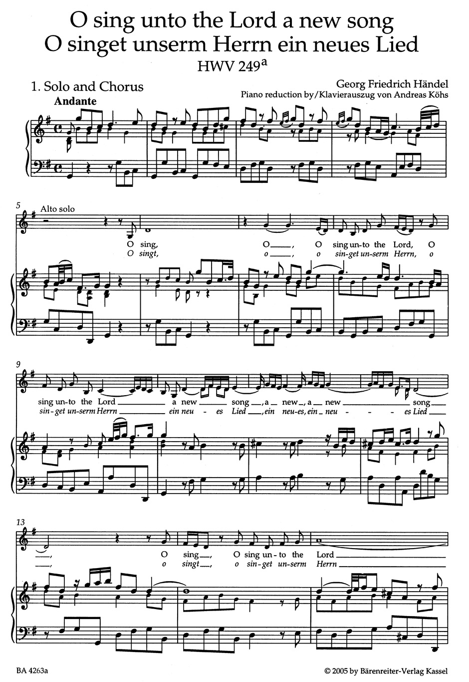 O Sing Unto The Lord A New Song - HWV 249a - HAENDEL - Partition