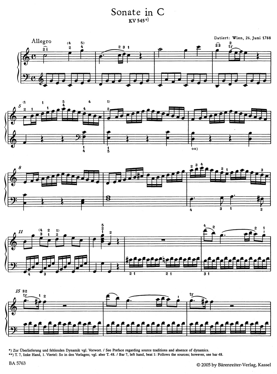 Sonate KV 545 Facile - MOZART - Partition - Piano