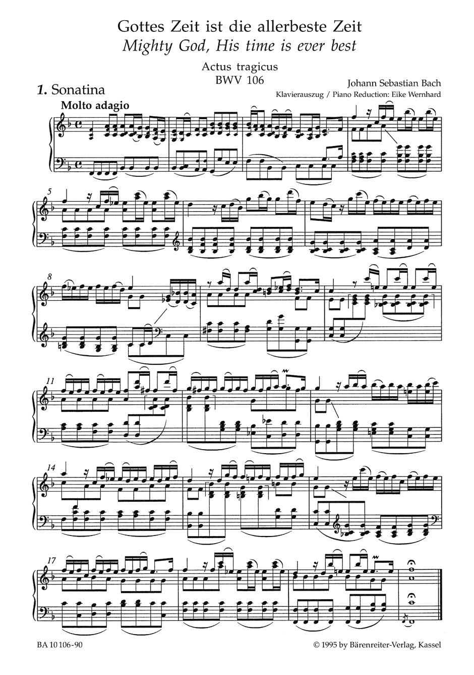 Cantate 106 Gottes Zeit Ist Die Allerbeste Zeit - BACH - Partition