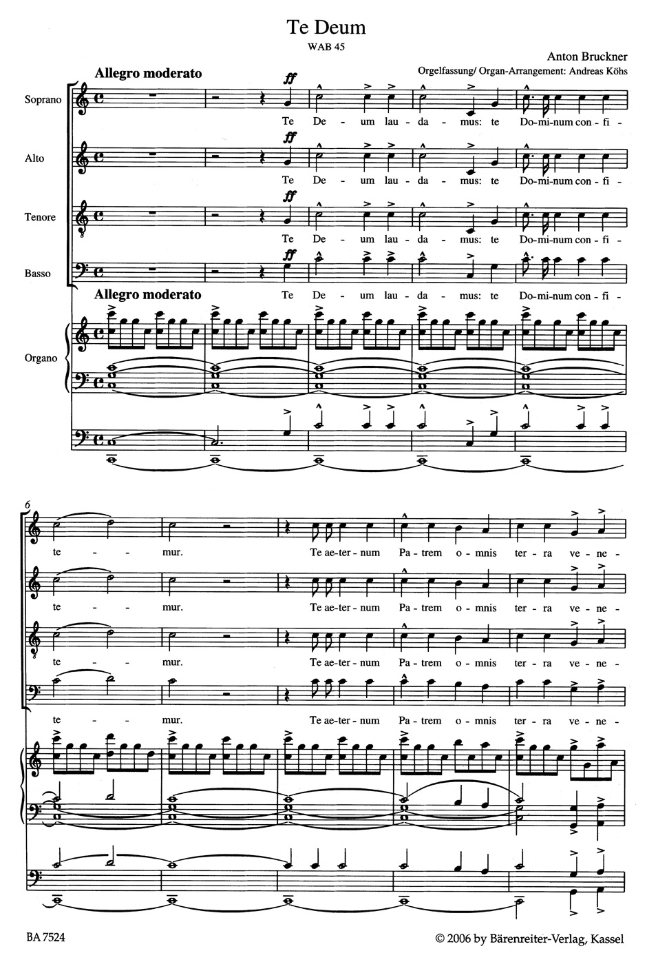 Te Deum Wab 45 - BRUCKNER - Partition - Chœur