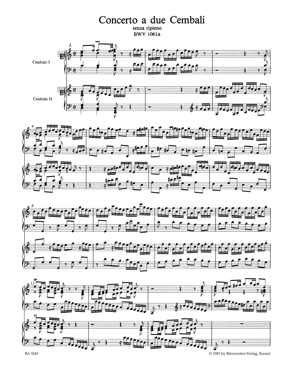 Concerto A 2 Cembali BWV 1061a - BACH - Partition - Piano