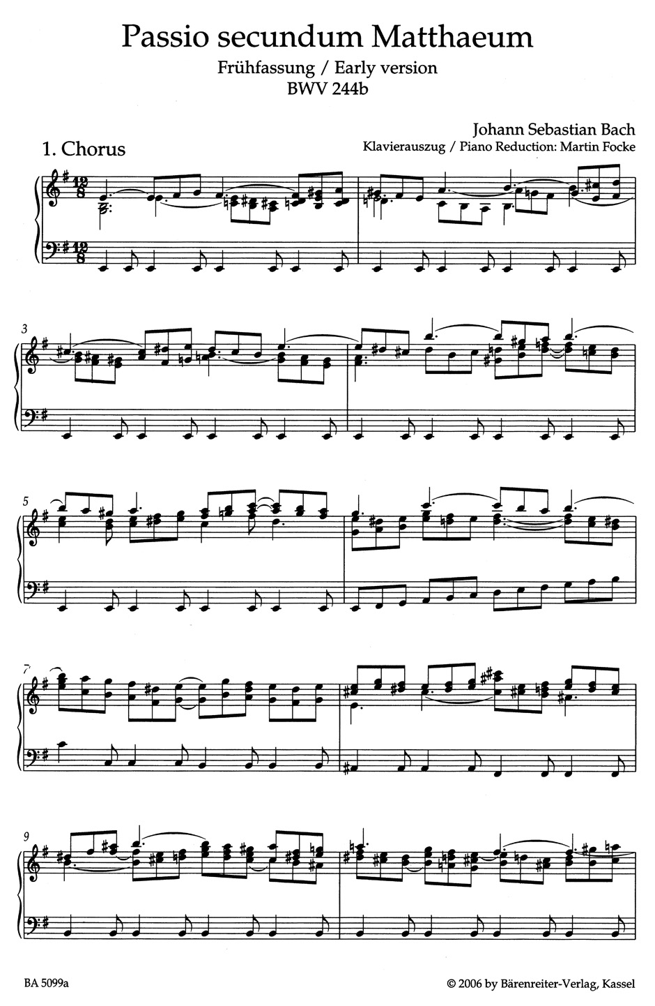 Passion Selon Saint Matthieu - BWV 244b. 1ère Version - BACH