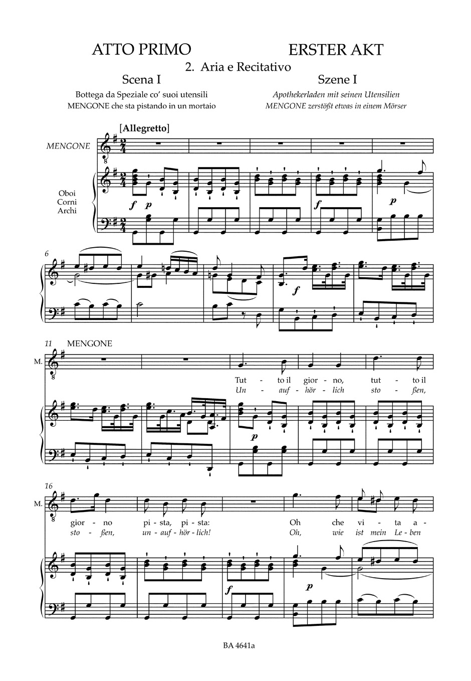 Lo Speziale Hob 28-3 - HAYDN - Partition - Opéras