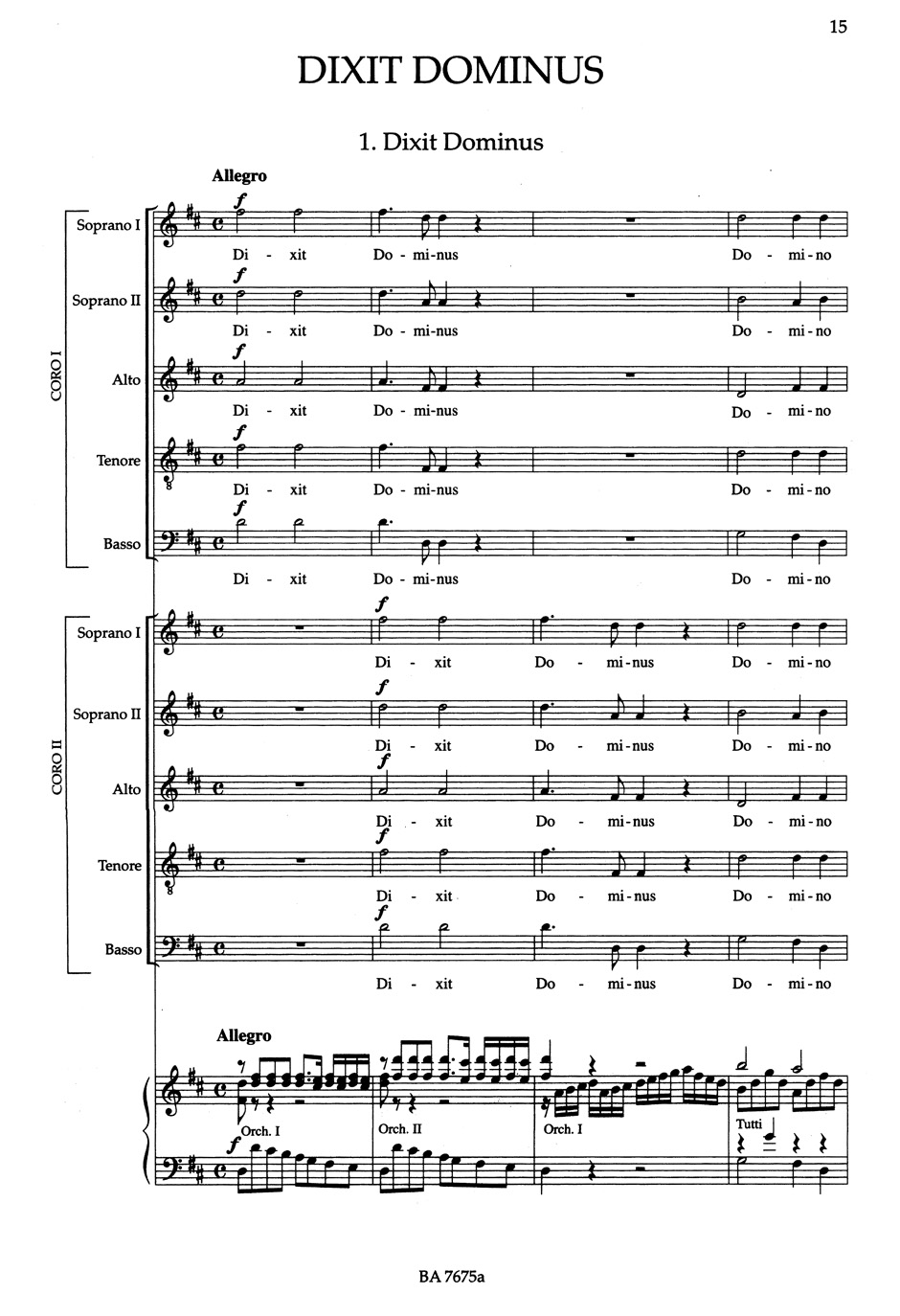 Vespro Della Beata Vergine - PERGOLESE - Partition - Chœur