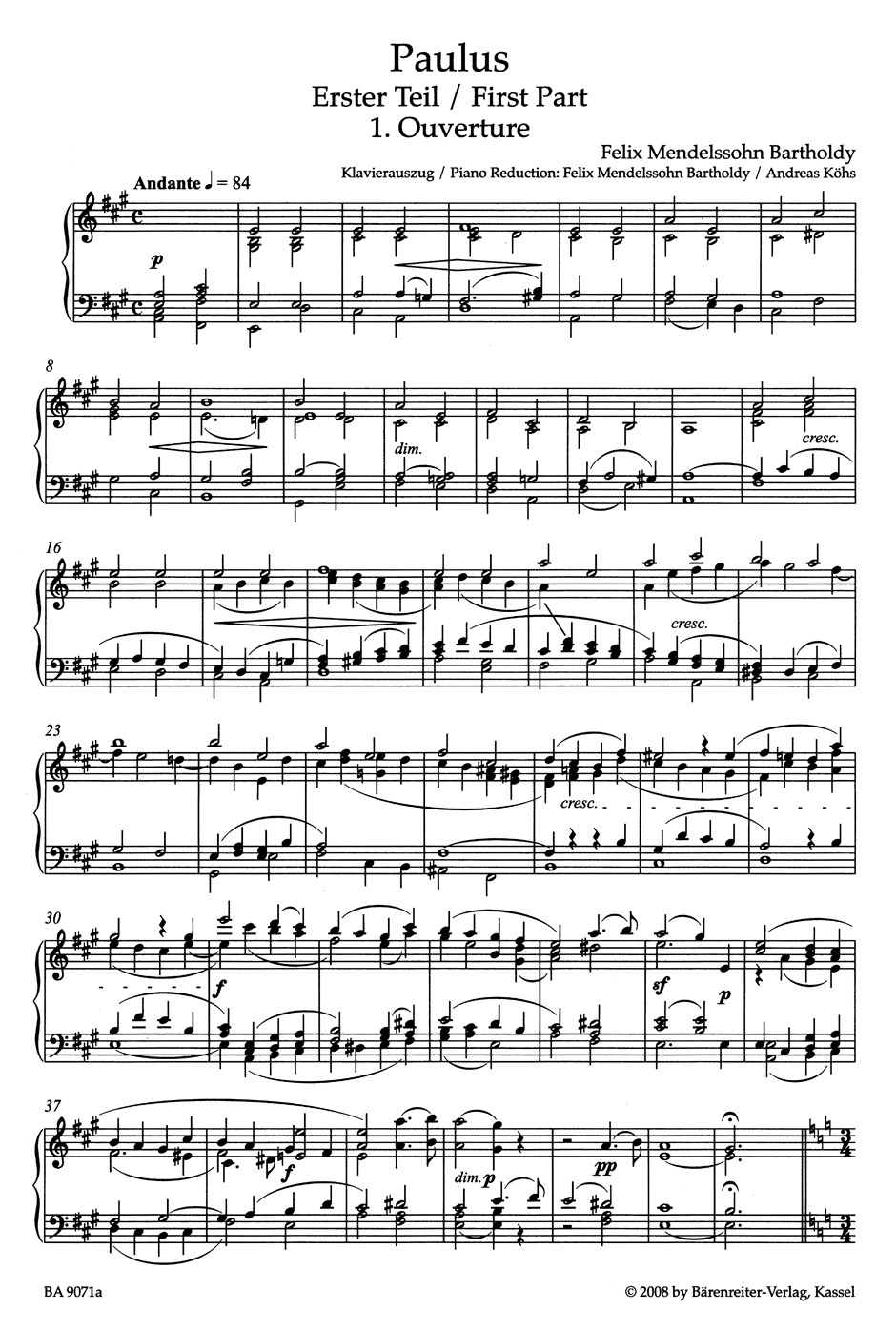 Paulus - Choeur - MENDELSSOHN - Partition - Chœur