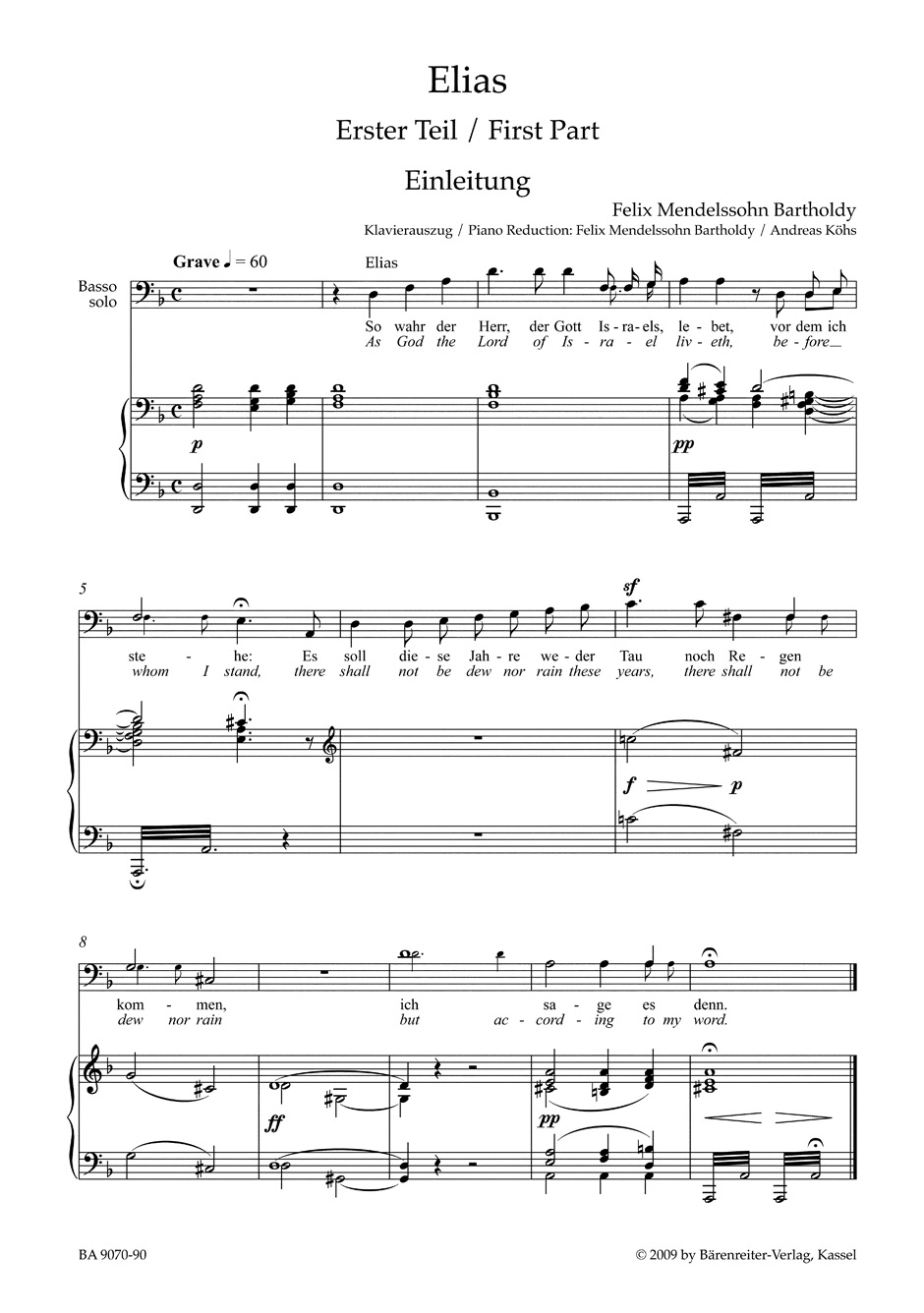 Elias - Chœur - MENDELSSOHN - Partition - Chœur