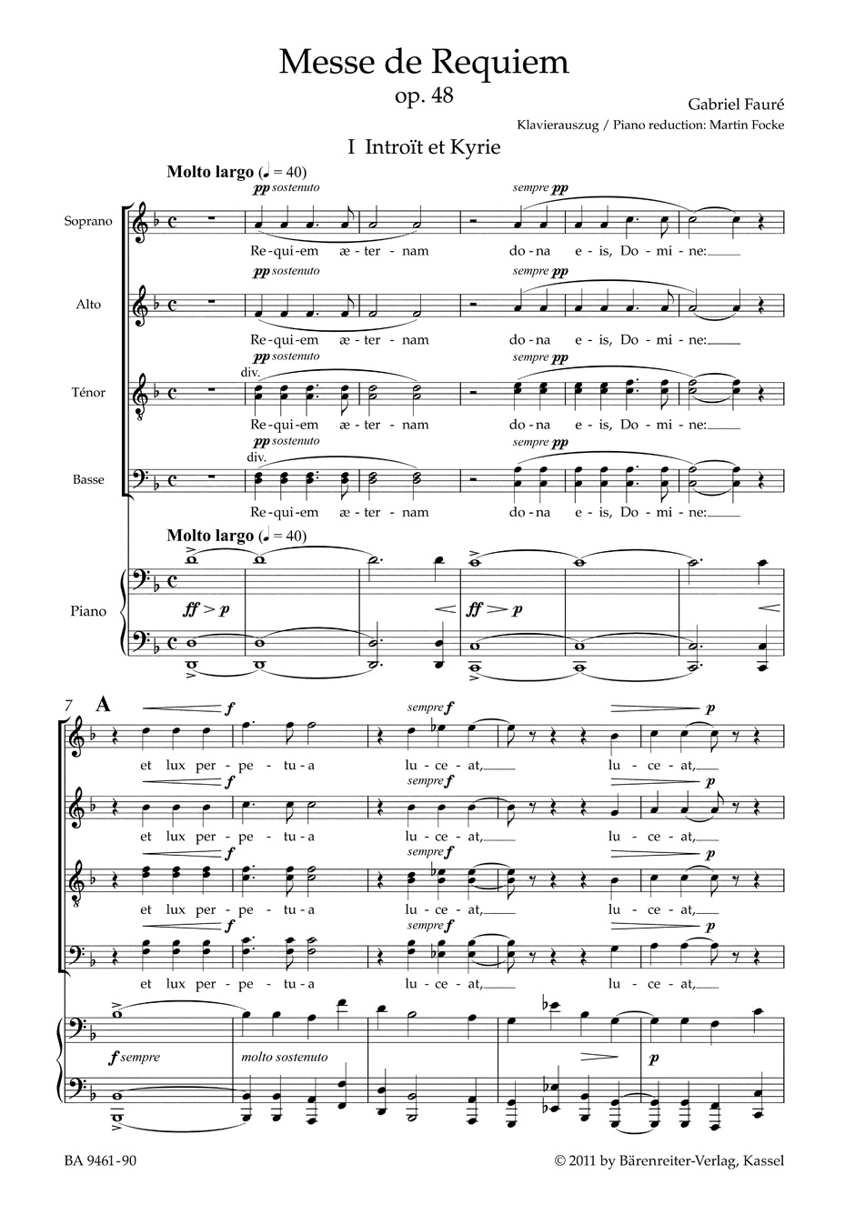 Requiem - FAURÉ - Partition - Chœur