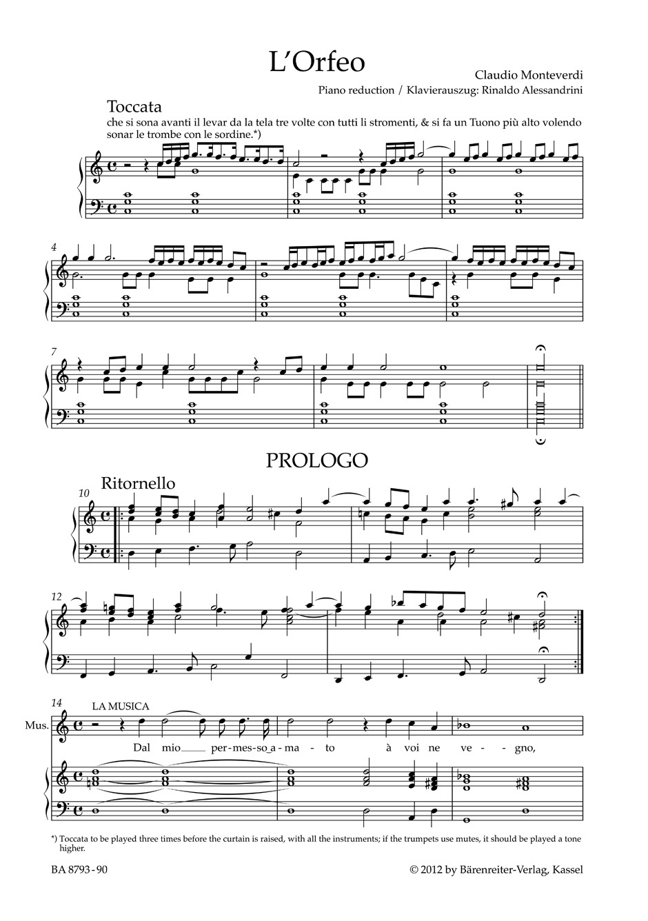 L'Orfeo - MONTEVERDI - Partition - Opéras