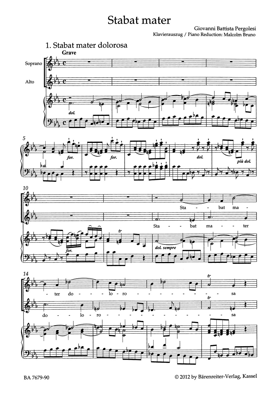 Stabat Mater - PERGOLESE - Partition - Duos