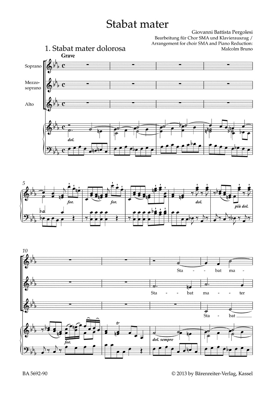 Stabat mater - PERGOLESE - Partition - Chœur