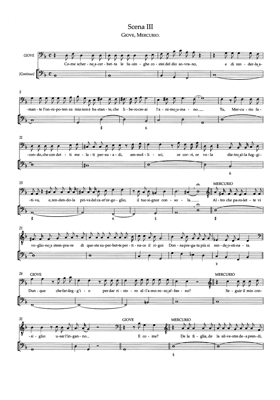 La Calisto - Francesco Cavalli - Partition - Opéras