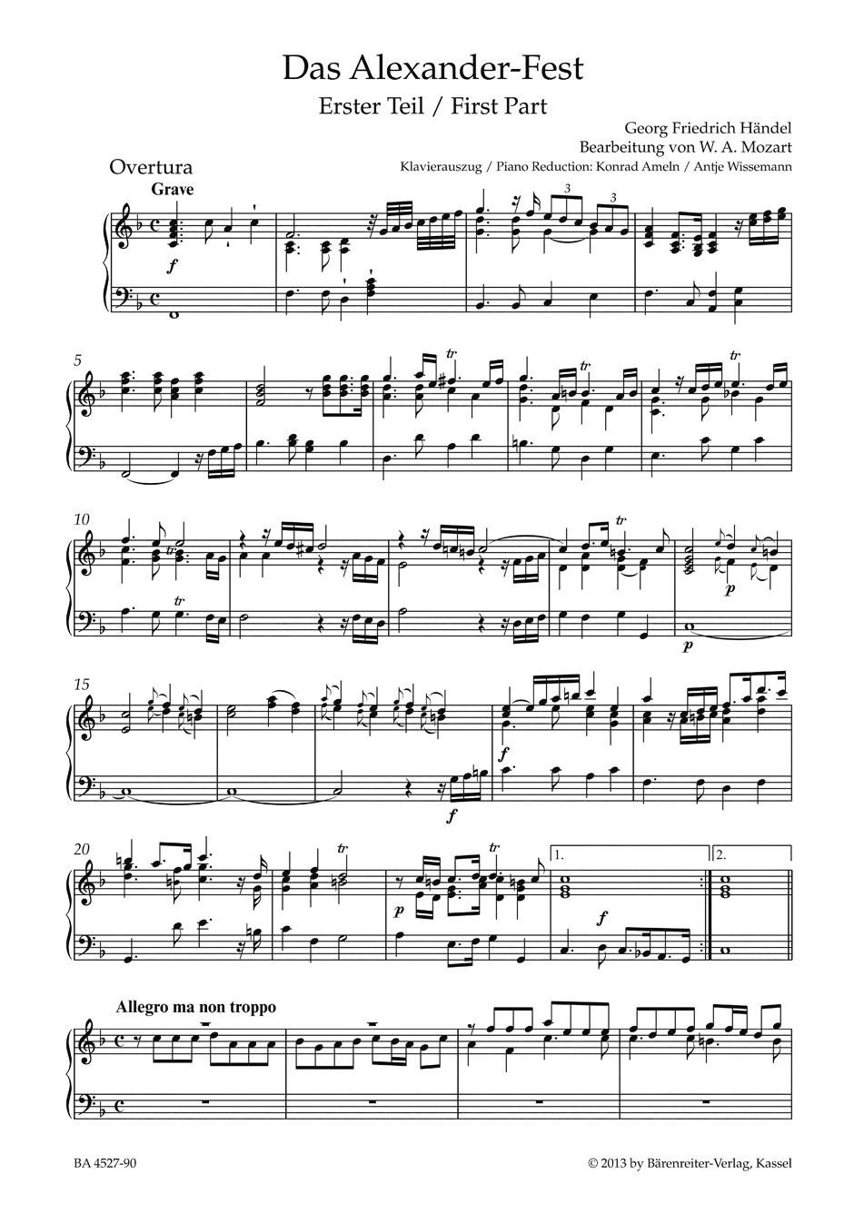 Alexander's Feast - MOZART - Partition - Chœur