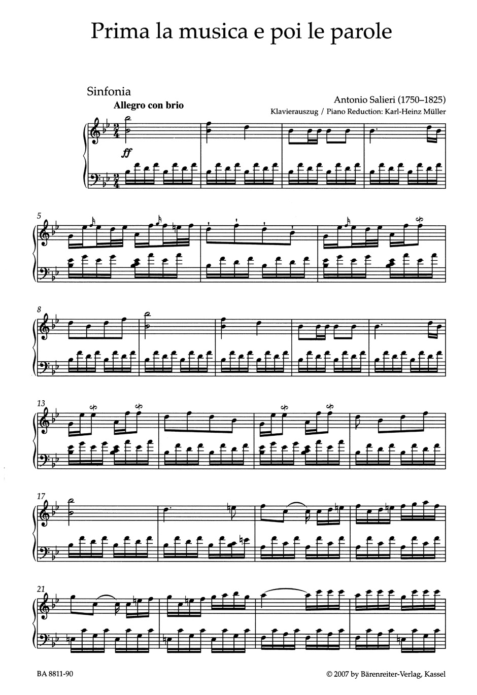 Prima la musica e poi le parole. Nouvelle Edition - SALIERI