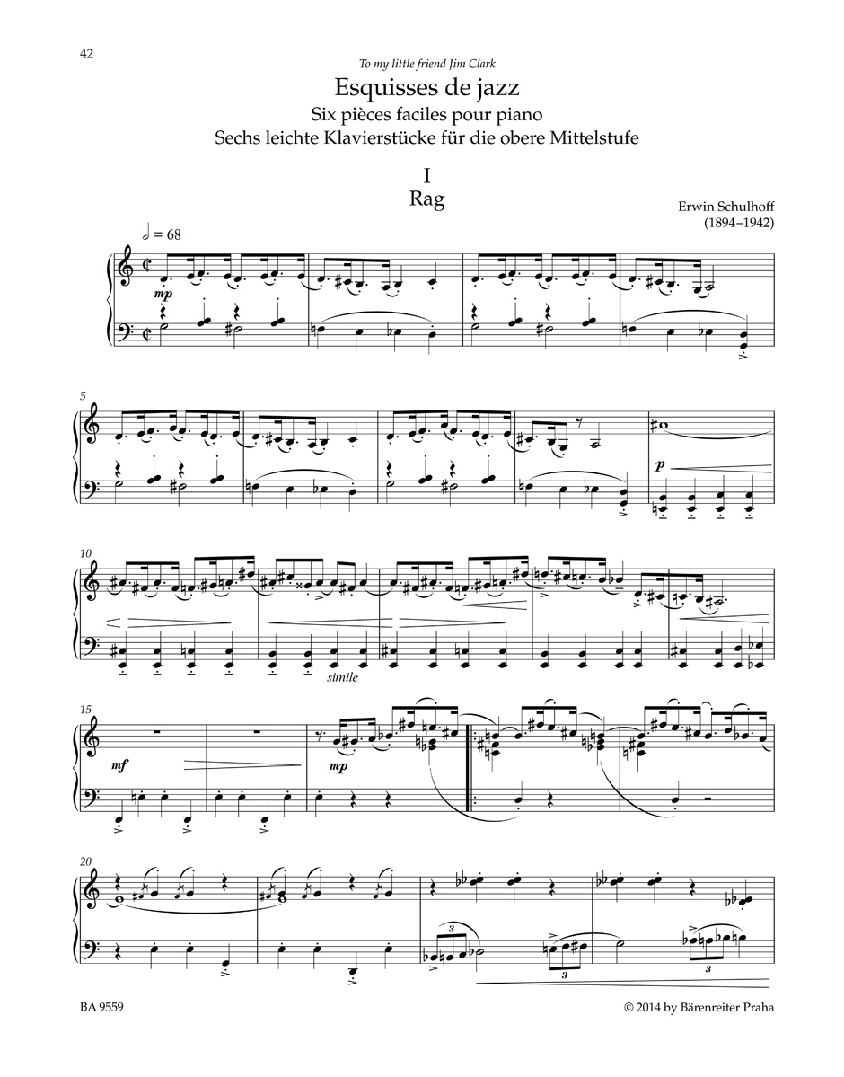 Jazz inspired works - Erwin Schulhoff - Partition - Piano
