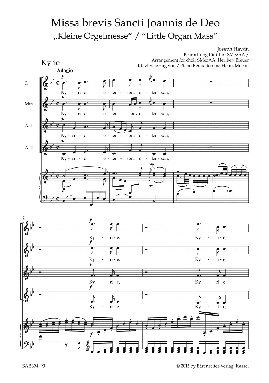 Missa brevis Sancti Joannis de Deo - HAYDN - Partition - Chœur